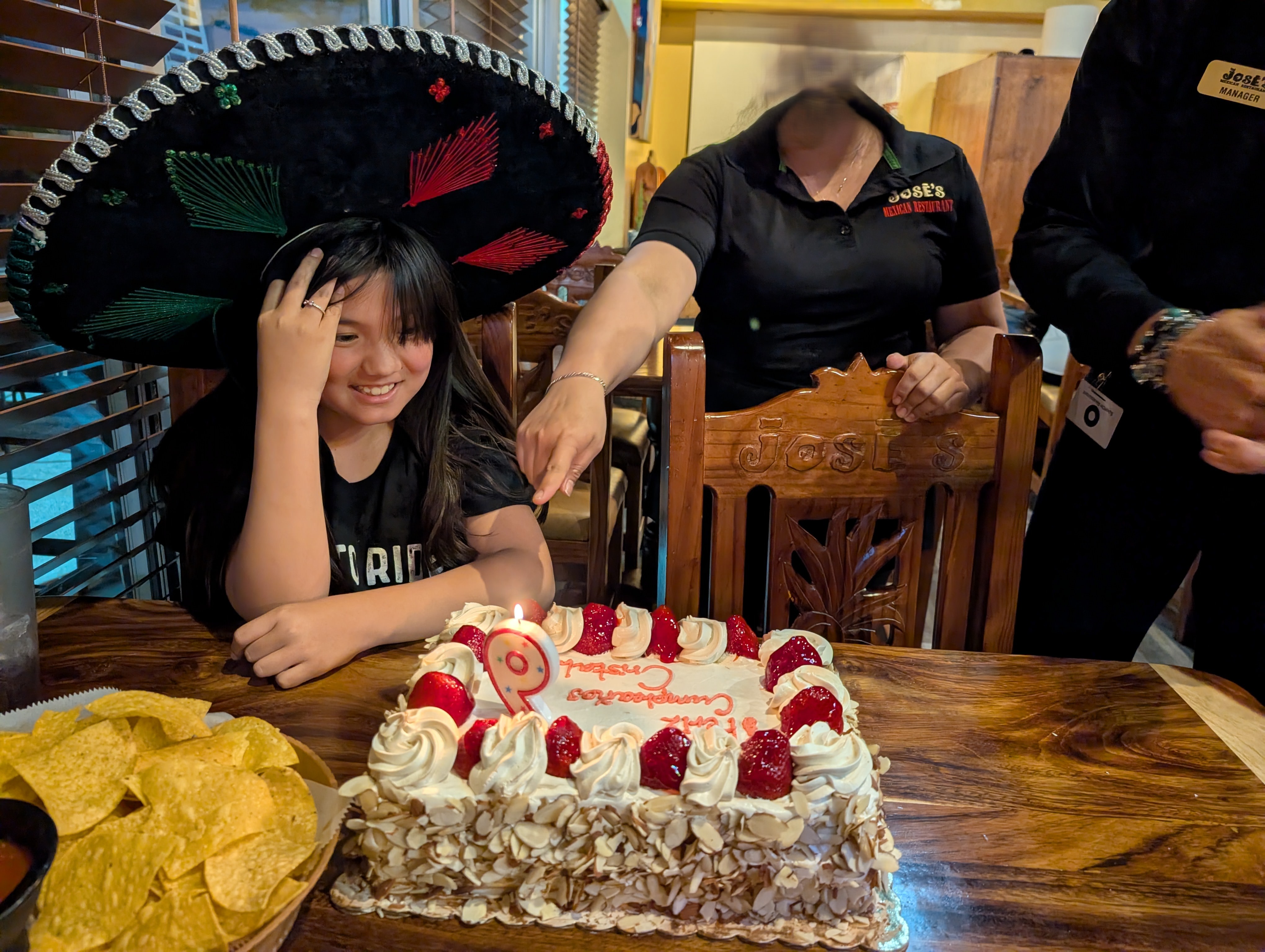 Cristal wearing a fun hat